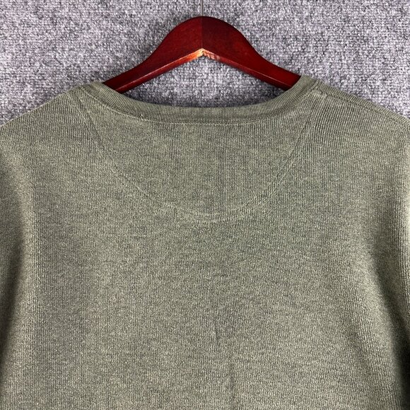 Banana Republic Sweater Mens XL Green Cotton Crew Neck Pullover Split Hem - Picture 6 of 6